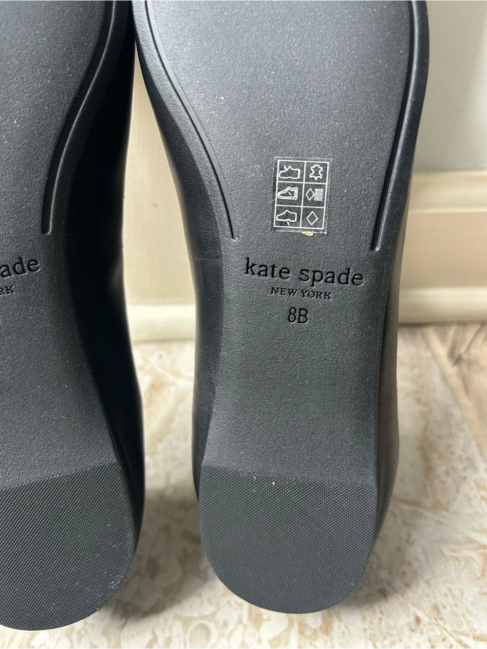 NWOB Kate Spade Women’s Size 8B Black Leather Flora Ballet Flats